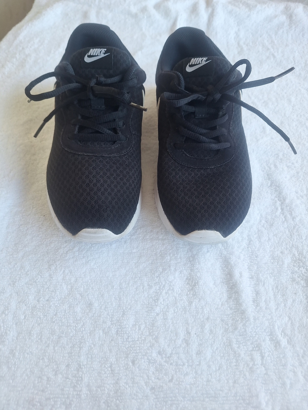 Nike Kids Black Mesh Sneakers with White Soles